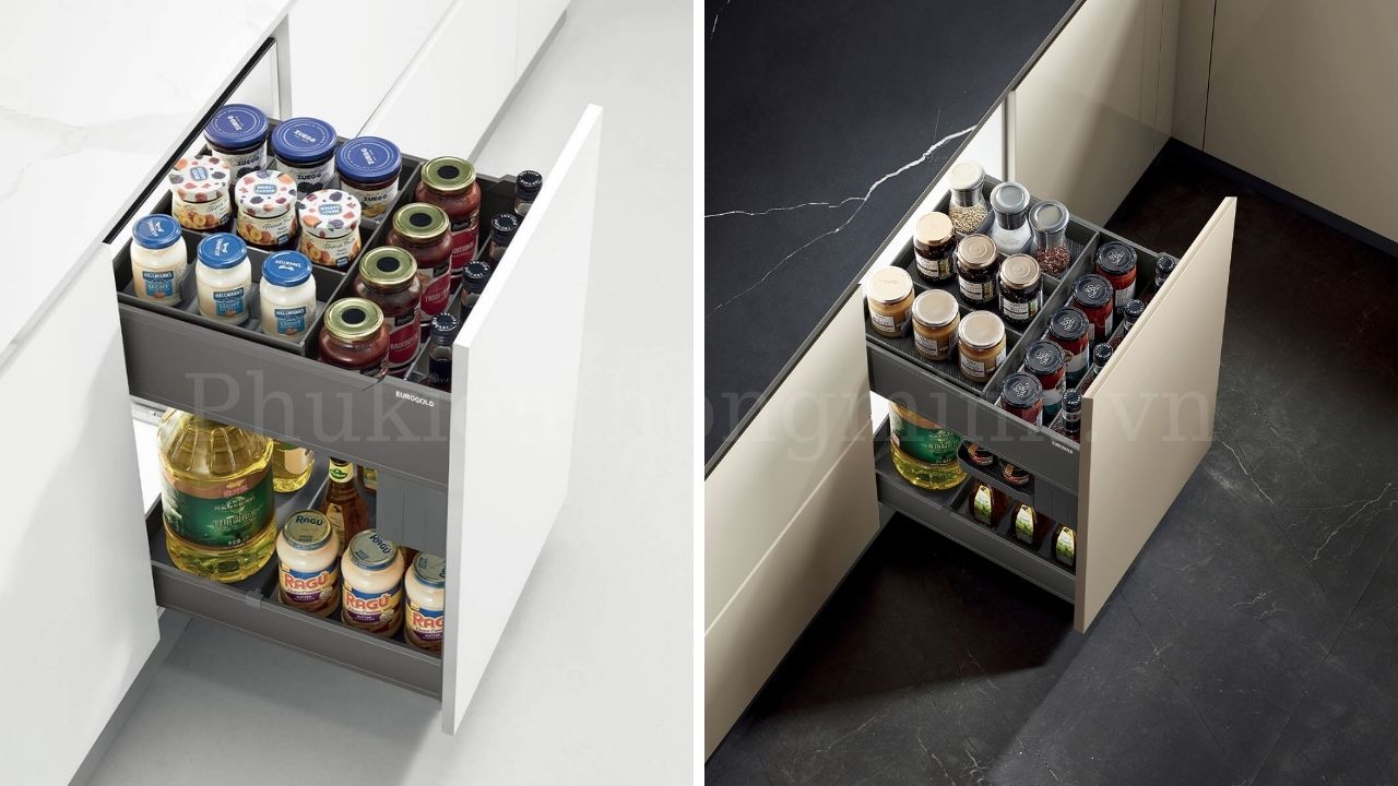 Giá gia vị chai lọ hộp nhôm Anode Eurogold