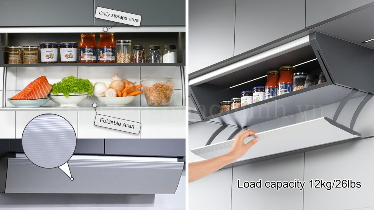 Giá gia vị cố định Eurogold lắp đặt ở tủ bếp trên