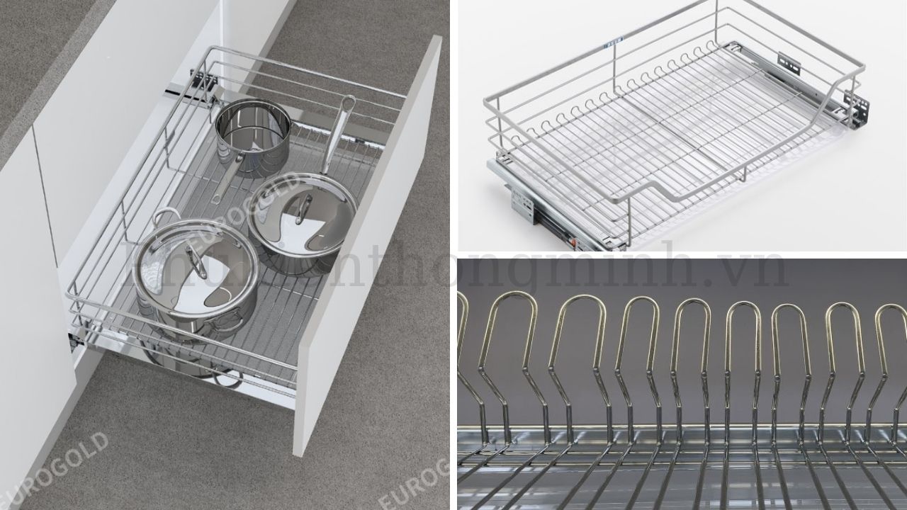 Giá xoong nồi inox 304 Eurogold nổi bật với thiết kế nan đa dạng