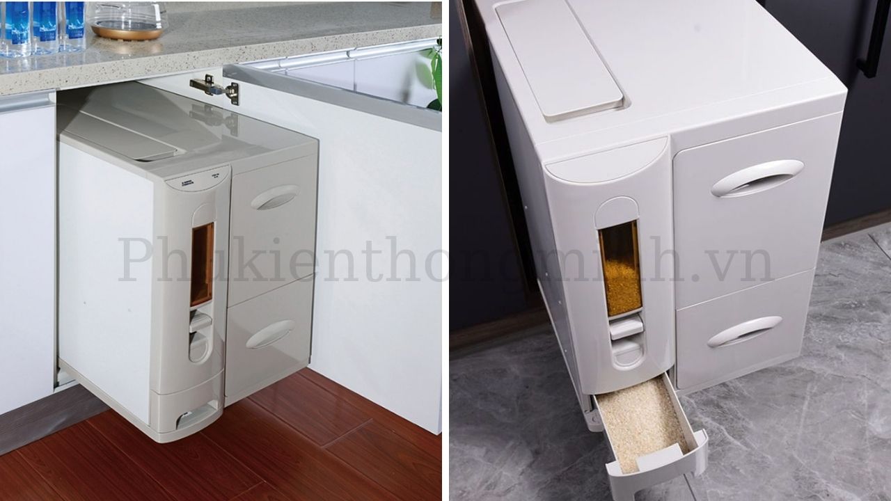 Thùng gạo âm tủ cỡ lớn Eurogold B45 (Mã EB450)
