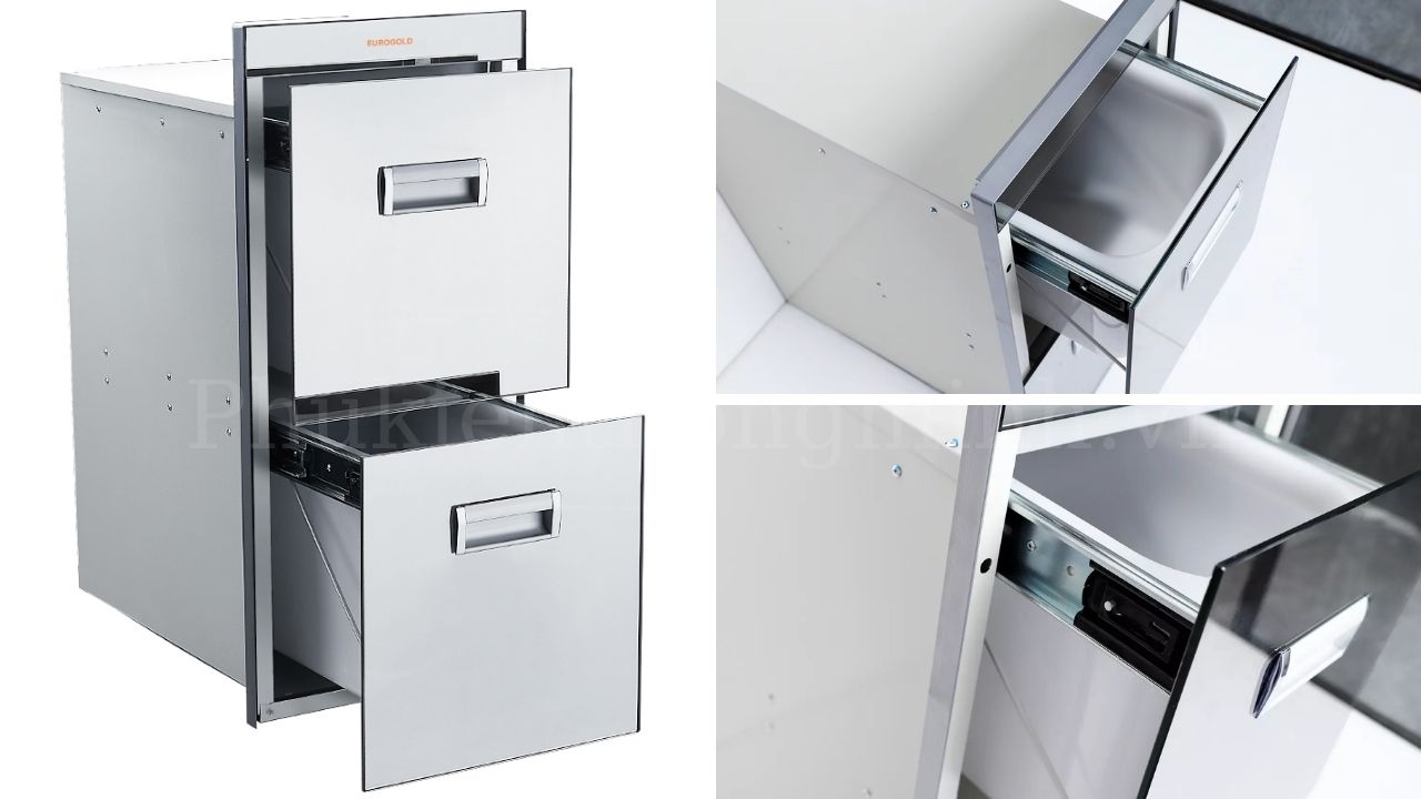 Thùng gạo mặt gương Eurogold 2 tầng