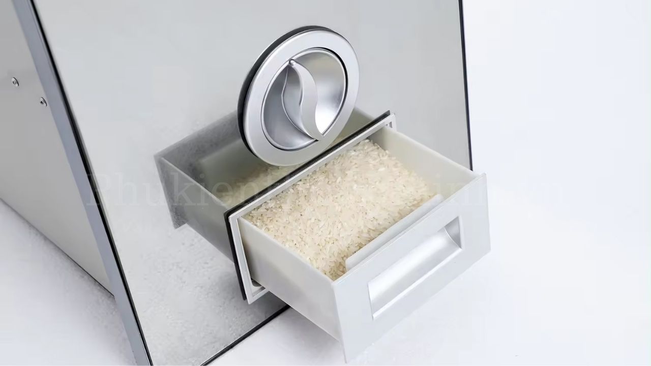 Thùng gạo mặt gương nút xoay Eurogold