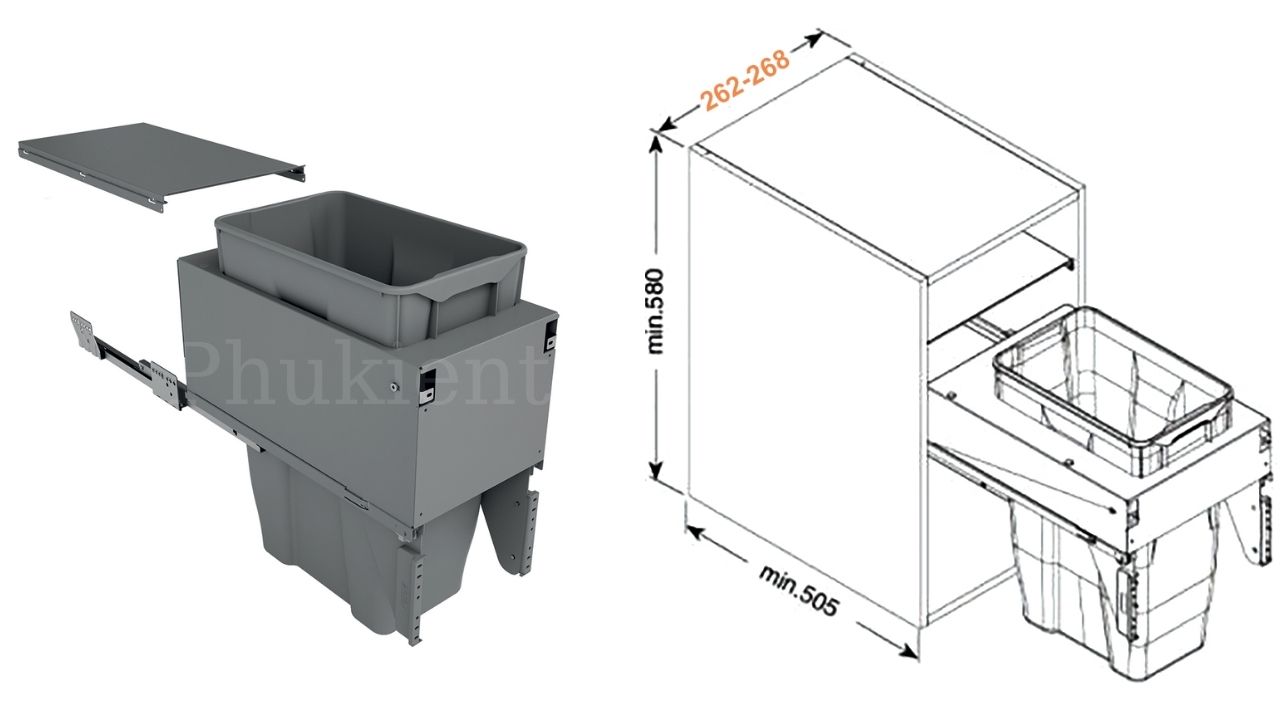 Thùng rác âm tủ Eurogold EA300