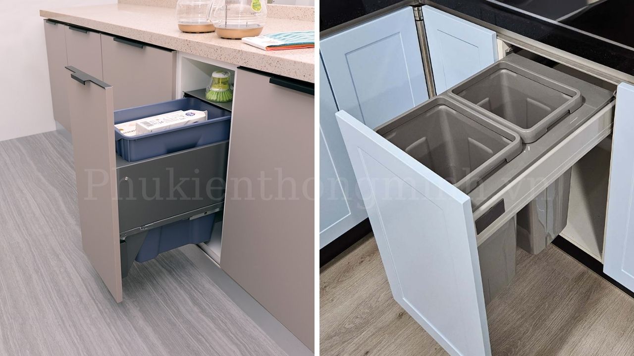 Thùng rác âm tủ giảm chấn Eurogold đơn và đôi