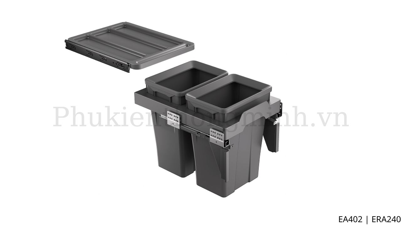 Thùng rác âm tủ giảm chấn đôi Eurogold