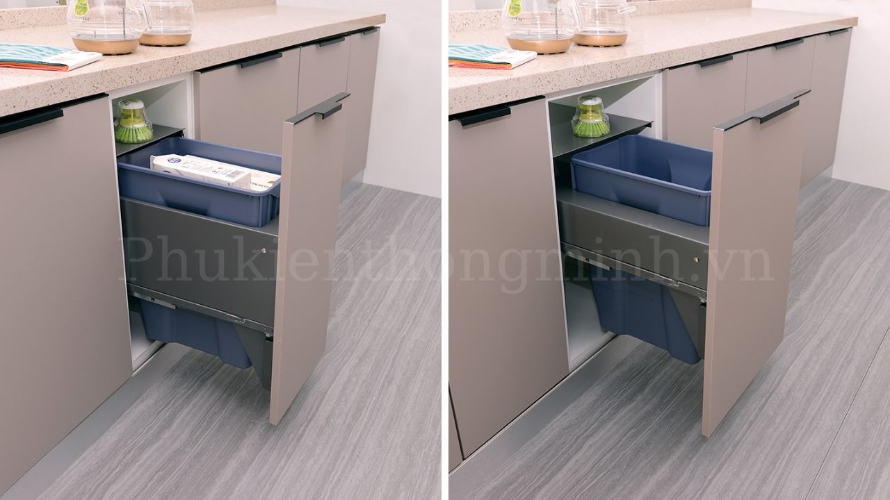 Thùng rác âm tủ giảm chấn đơn Eurogold