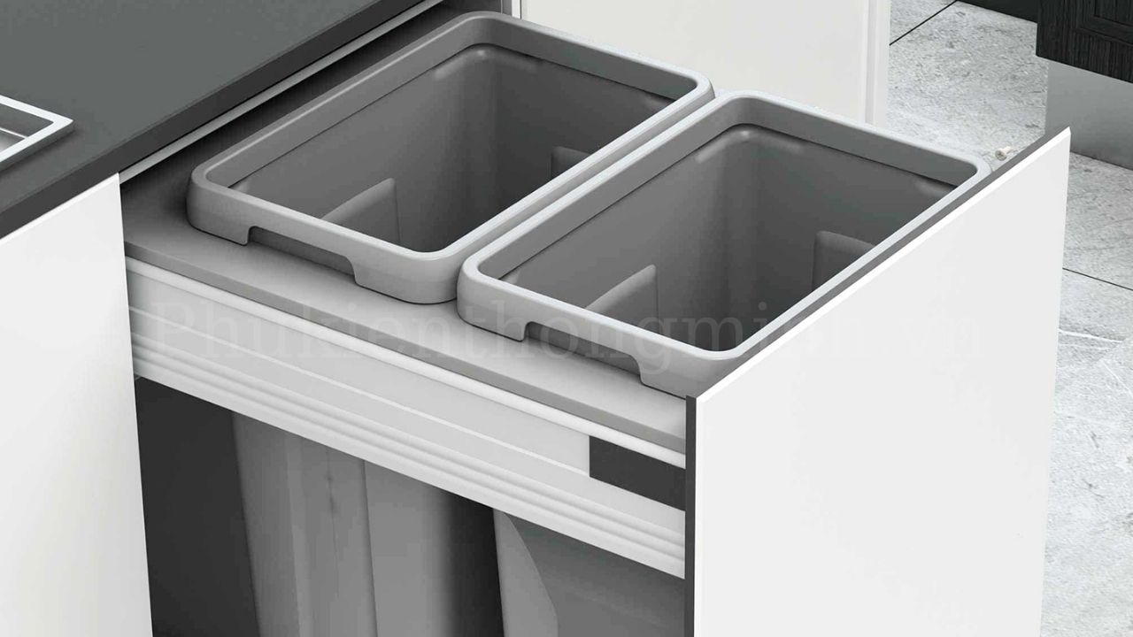 Thùng rác âm tủ ray hộp cao cấp BA400