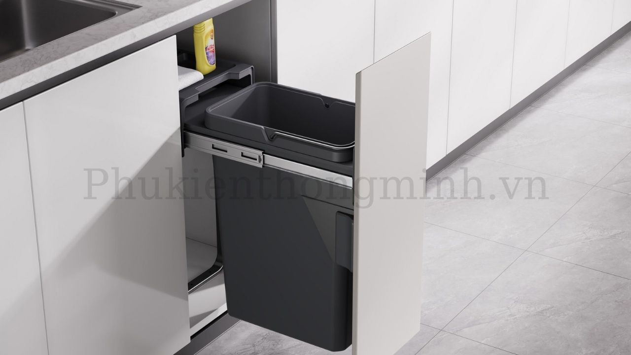 Thùng rác gắn cánh giảm chấn 1 ngăn Eurogold