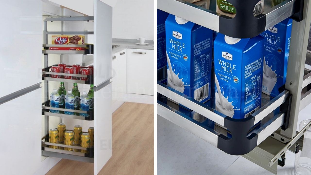 Tủ đồ khô 4 tầng cánh rút Eurogold inox hộp